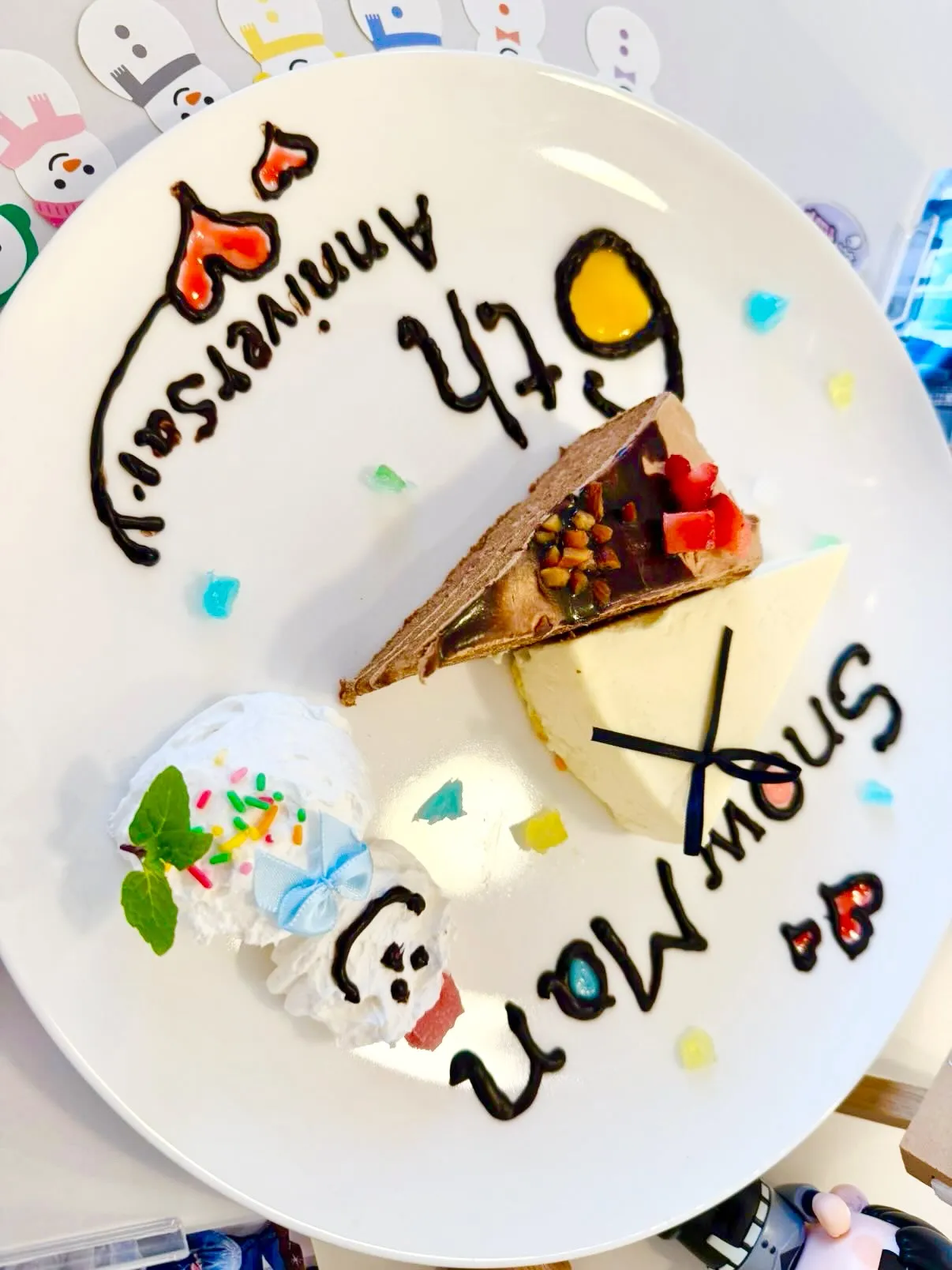 今日は急遽Snow Man 6周年のお祝いプレートのご注文を...